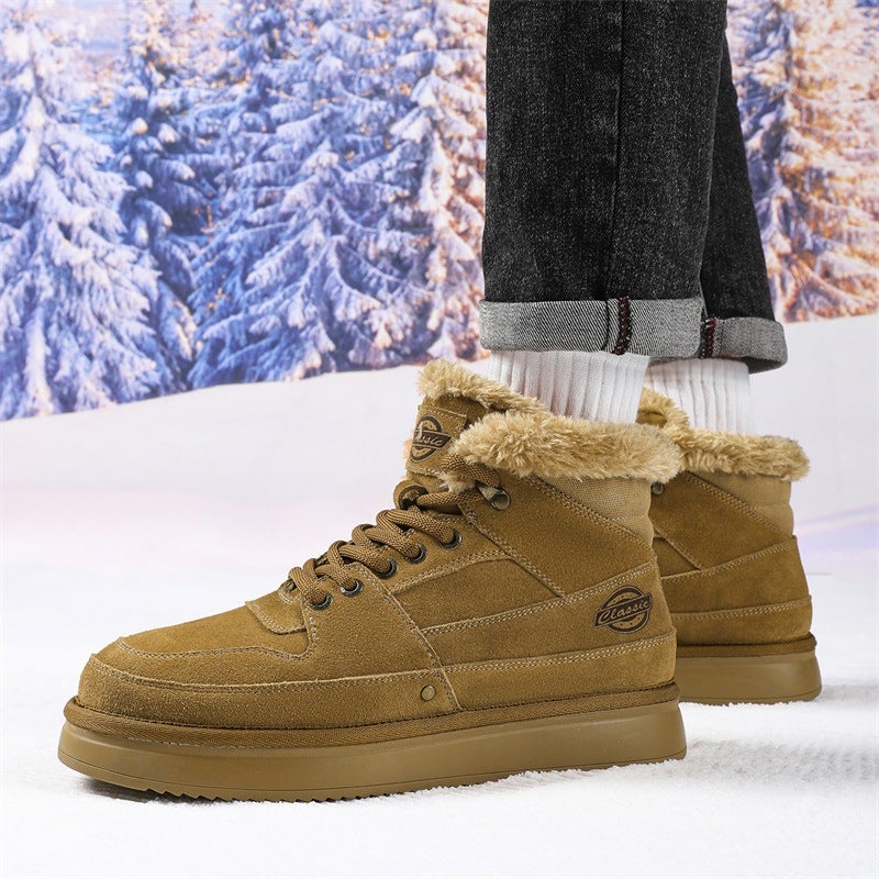 Winter New Style Fleece-Lined Thickened Trendy Casual Boots Thick Bottom Wear-Resistant Outer Wear Short Tube Men'S Shoes - Image 2
